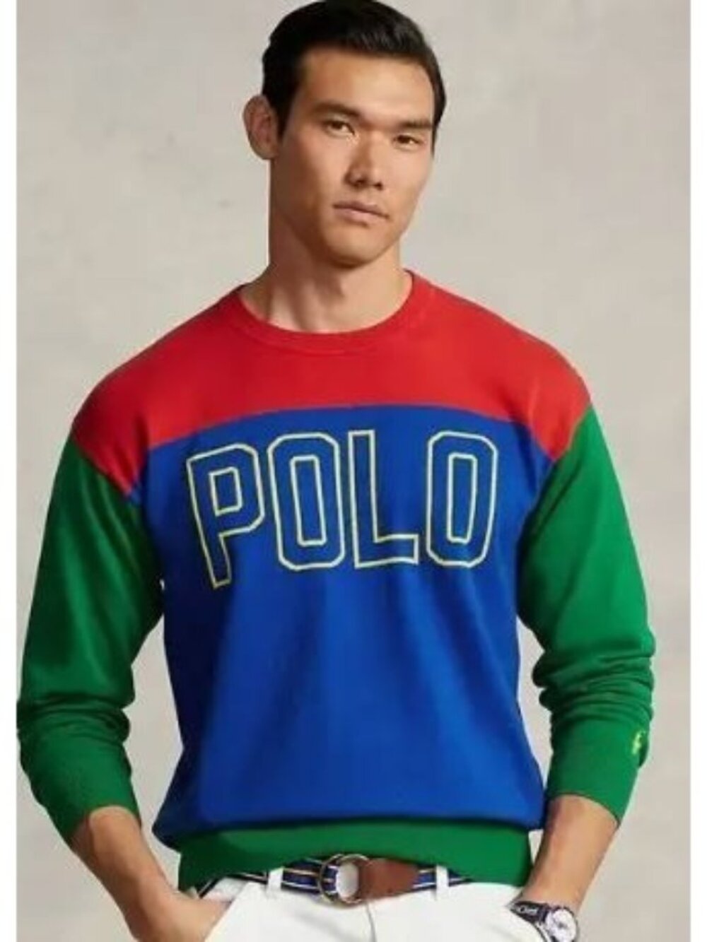 Polo Ralph Lauren POLO Colorblock Crewneck Sweatshirt Mens XL Red Blue Green NWT